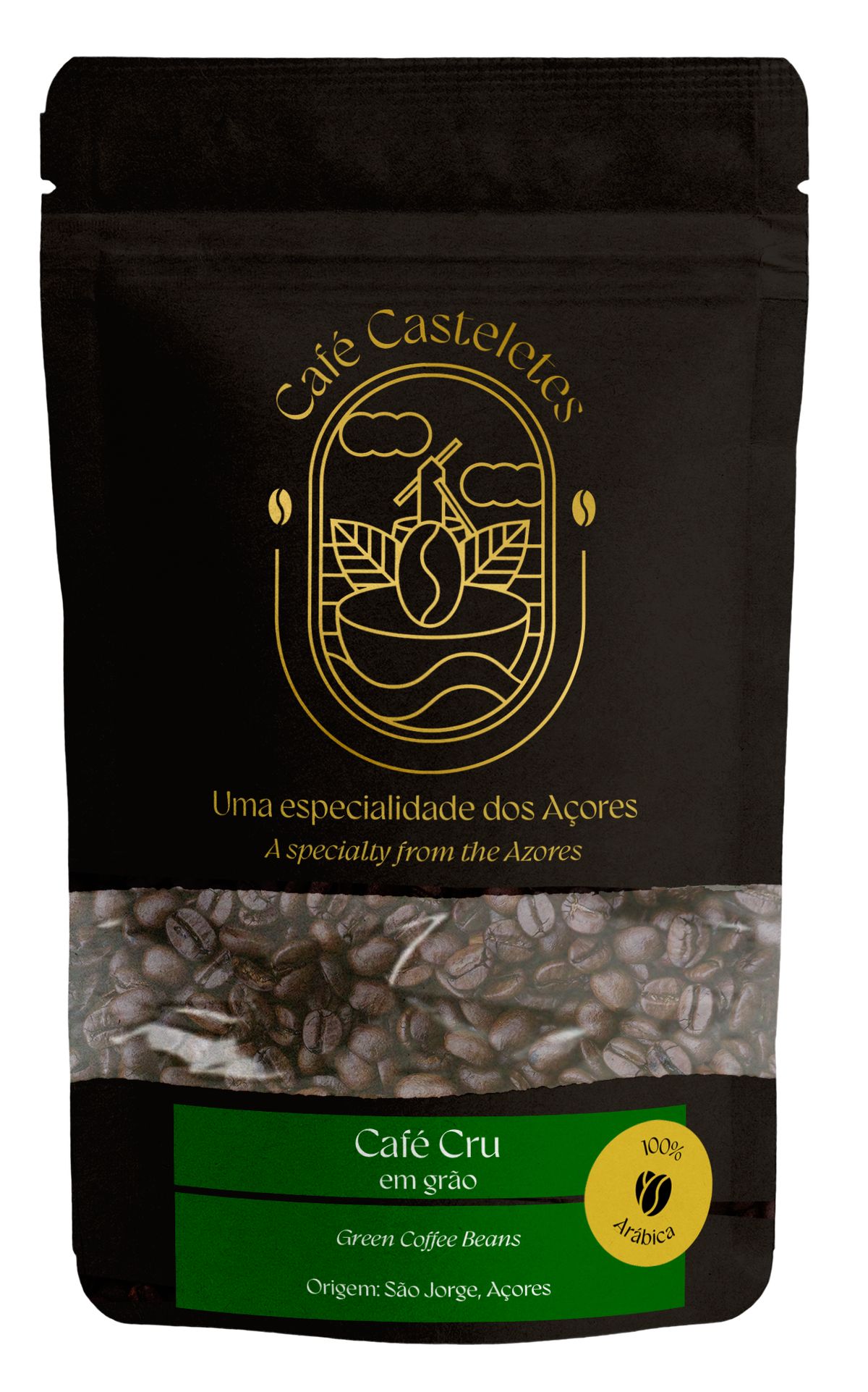 Embalagem de café cru em grão do Café Casteletes
