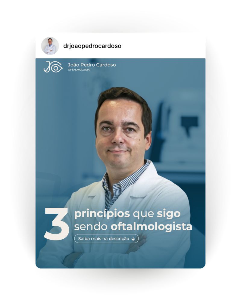 Publicação de Instagram da clínica de oftalmologia João Pedro Cardoso