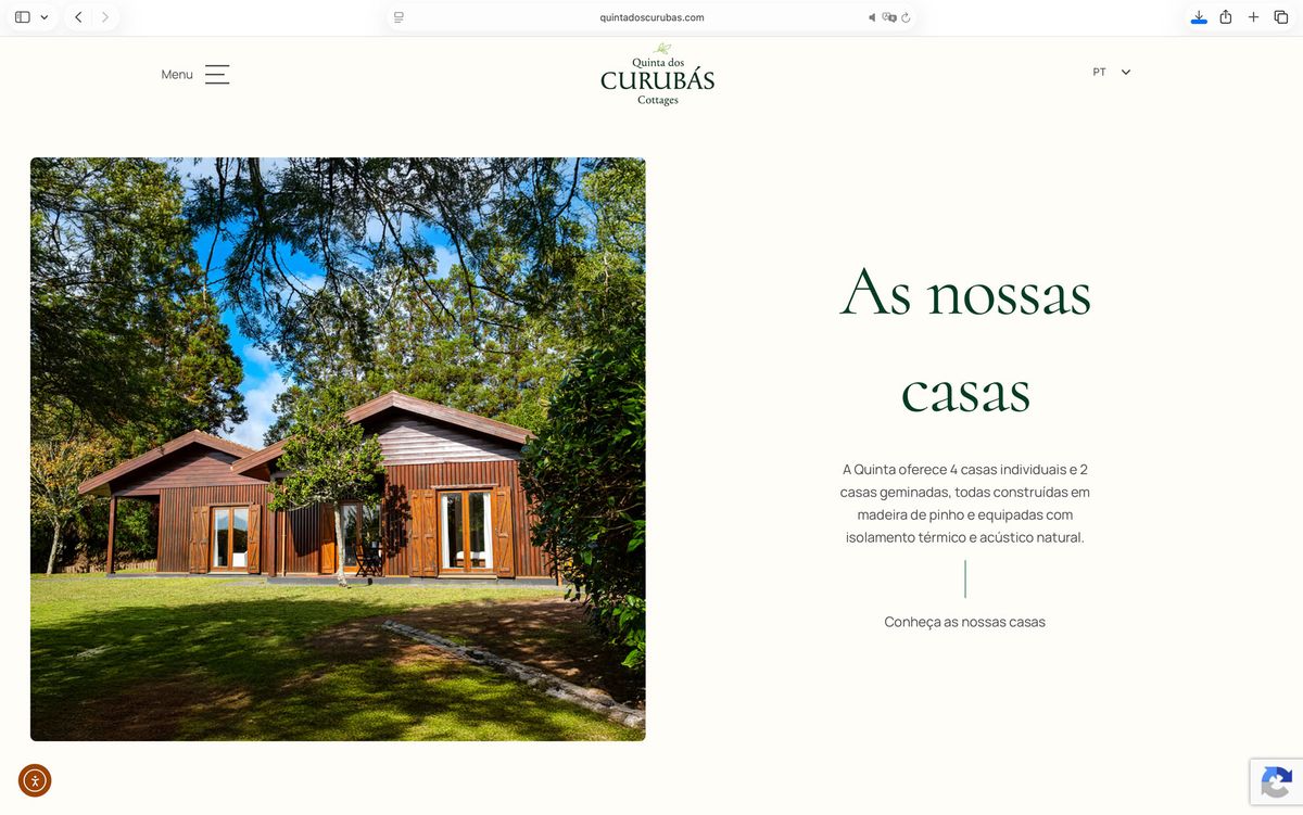 Página de pedido de reserva do website da Quinta dos Curubas