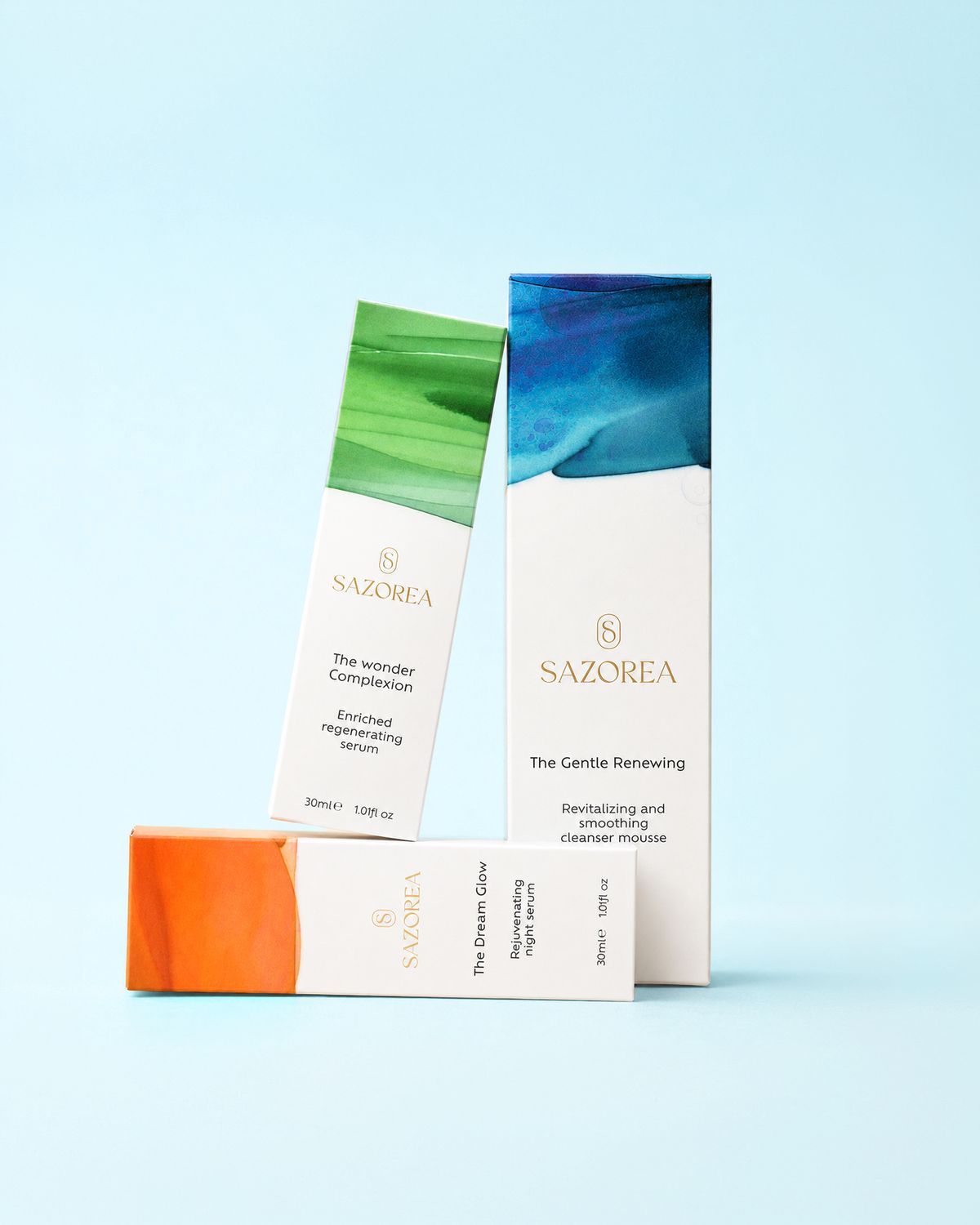 Linha completa de embalagens de cosmética natural da Sazorea